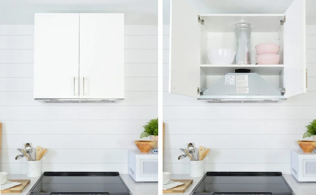 Ikea Eventuell Hidden Range Exhaust Hood Closed And Open