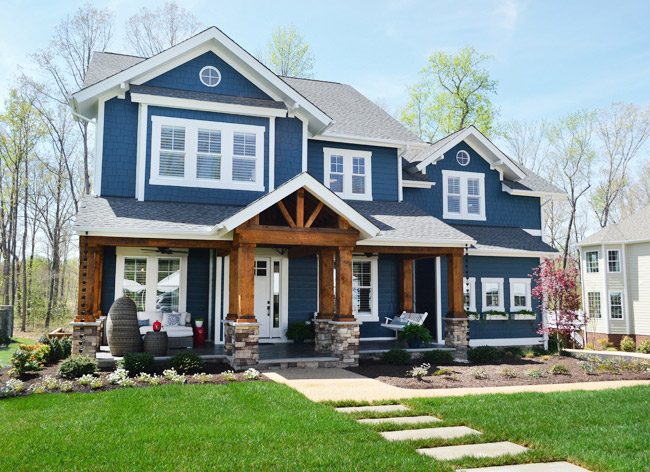 Modern Builder Show Home With Newburg Green Siding And Steam White Trim