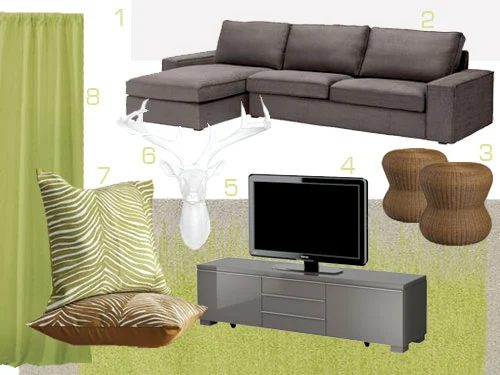 A Green & Gray Living Room: a house log