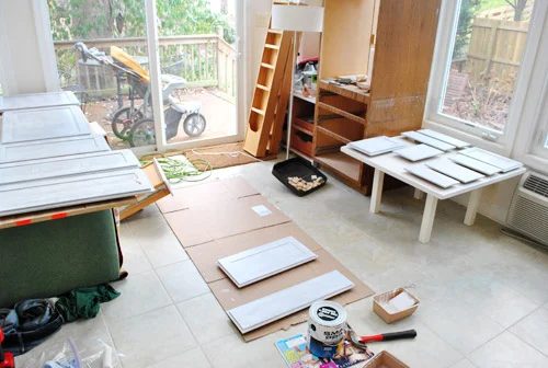 Priming The Wood Kitchen Cabinets