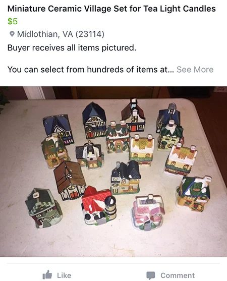 Christmas village for sale listing