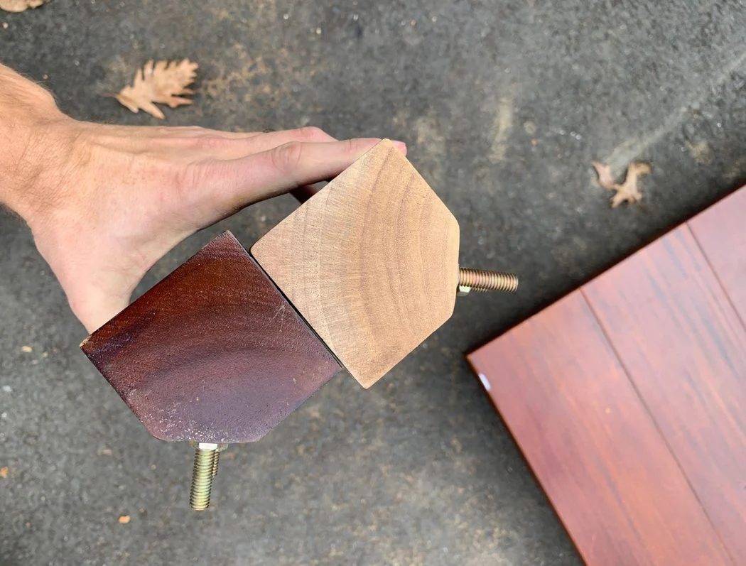 Legs Took out From Wood Dining Table To Test Sanding Of Finish