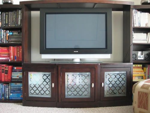 Frosting The Glass Doors Of A Media Cabinet: a house log