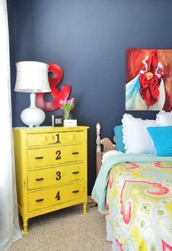 Yellow Dresser Hands-on With Numbers Down Drawers