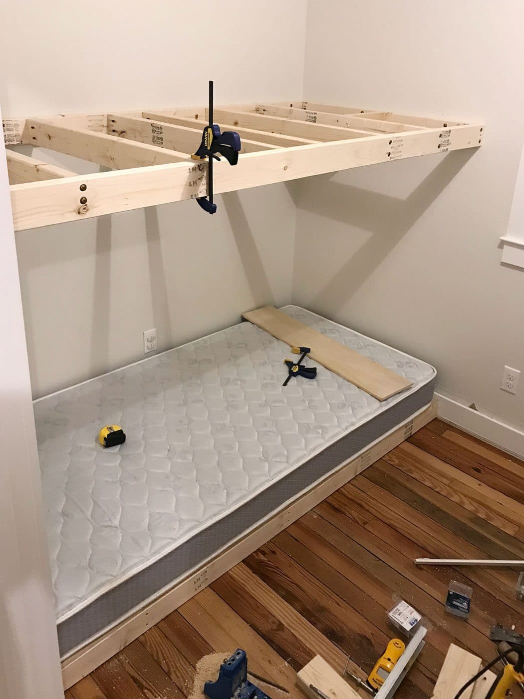 top floating bunk brought in in wall to wall bunk beds