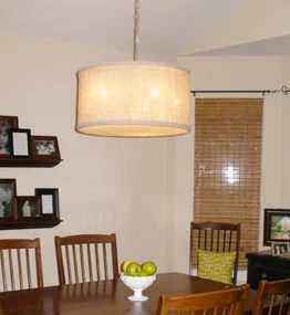 Making A Pendant Light Alongside Cross Stitching Hoops & Burlap