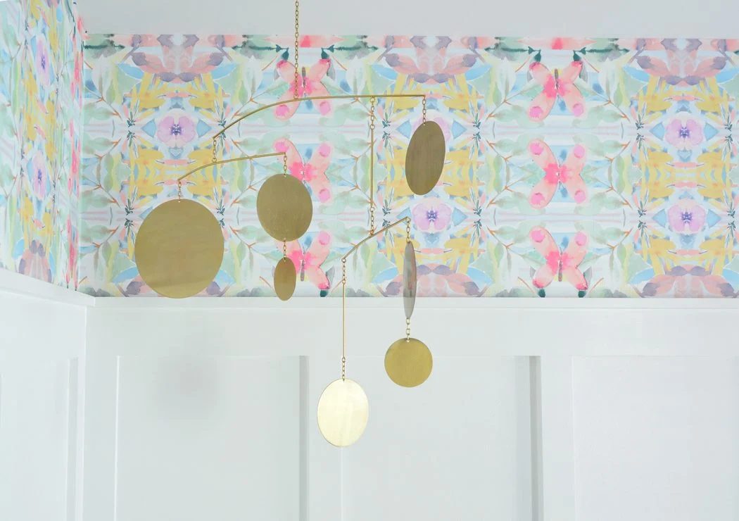 Detail Of Peel And Stick Wallpaper With Gold Circle Mobile
