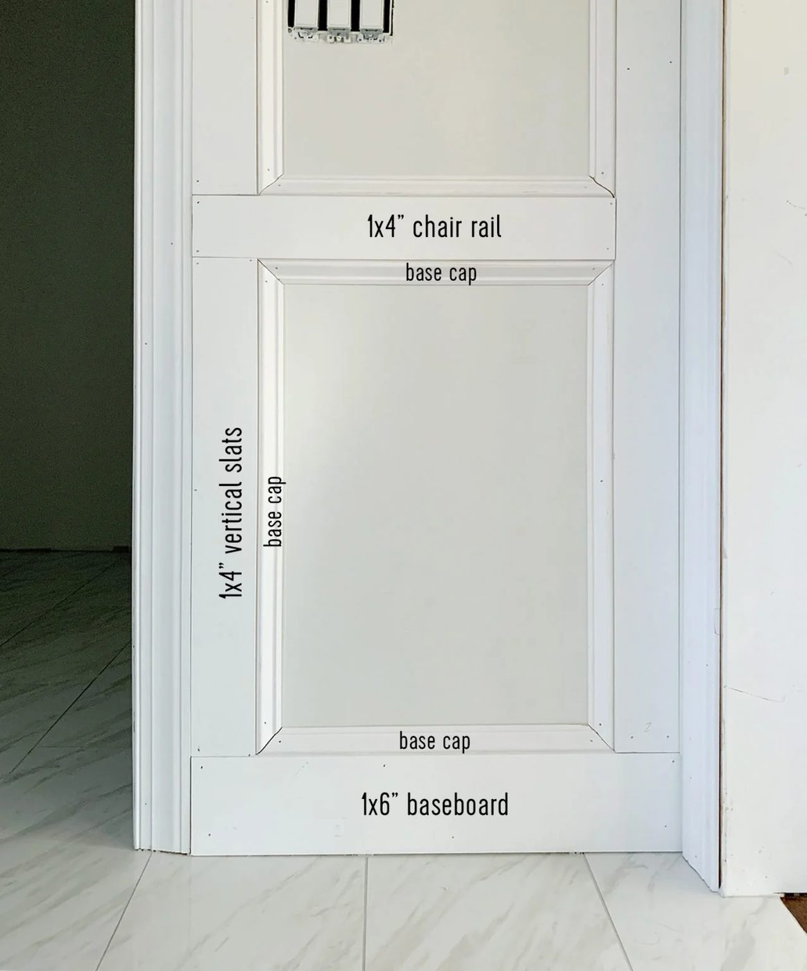 Labeled Diagram Of Decorative Wall Molding Treatment In Bathroom Lower Half