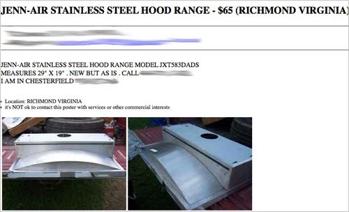 Finding A Jenn-Air Hood Range On Sale From Craigslist: a house log