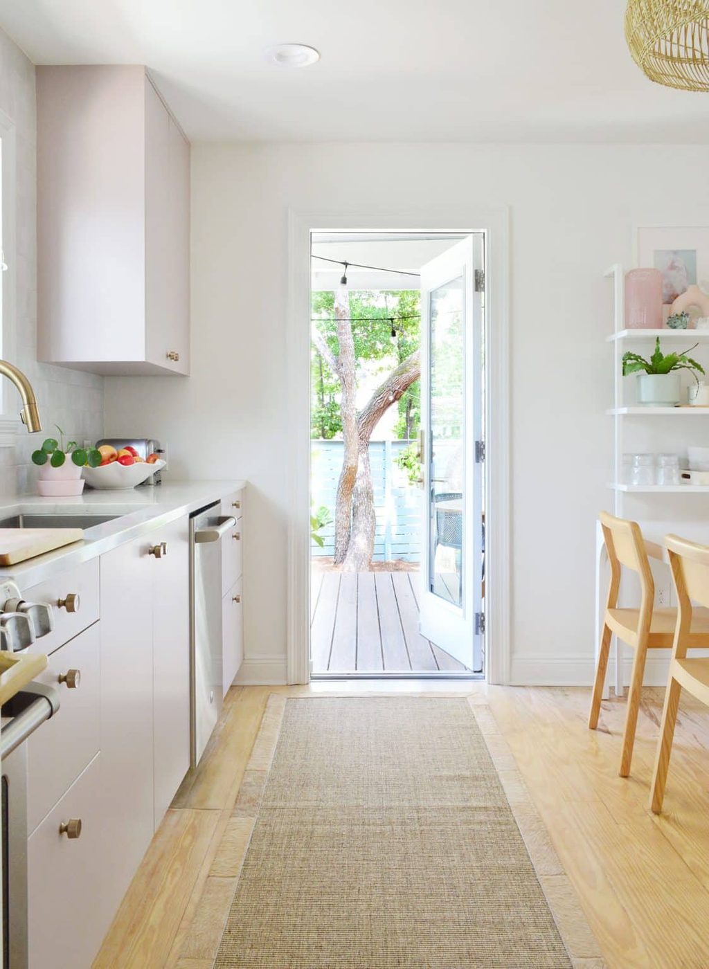 Open Door View To Kitchen Porch With Trees Outside