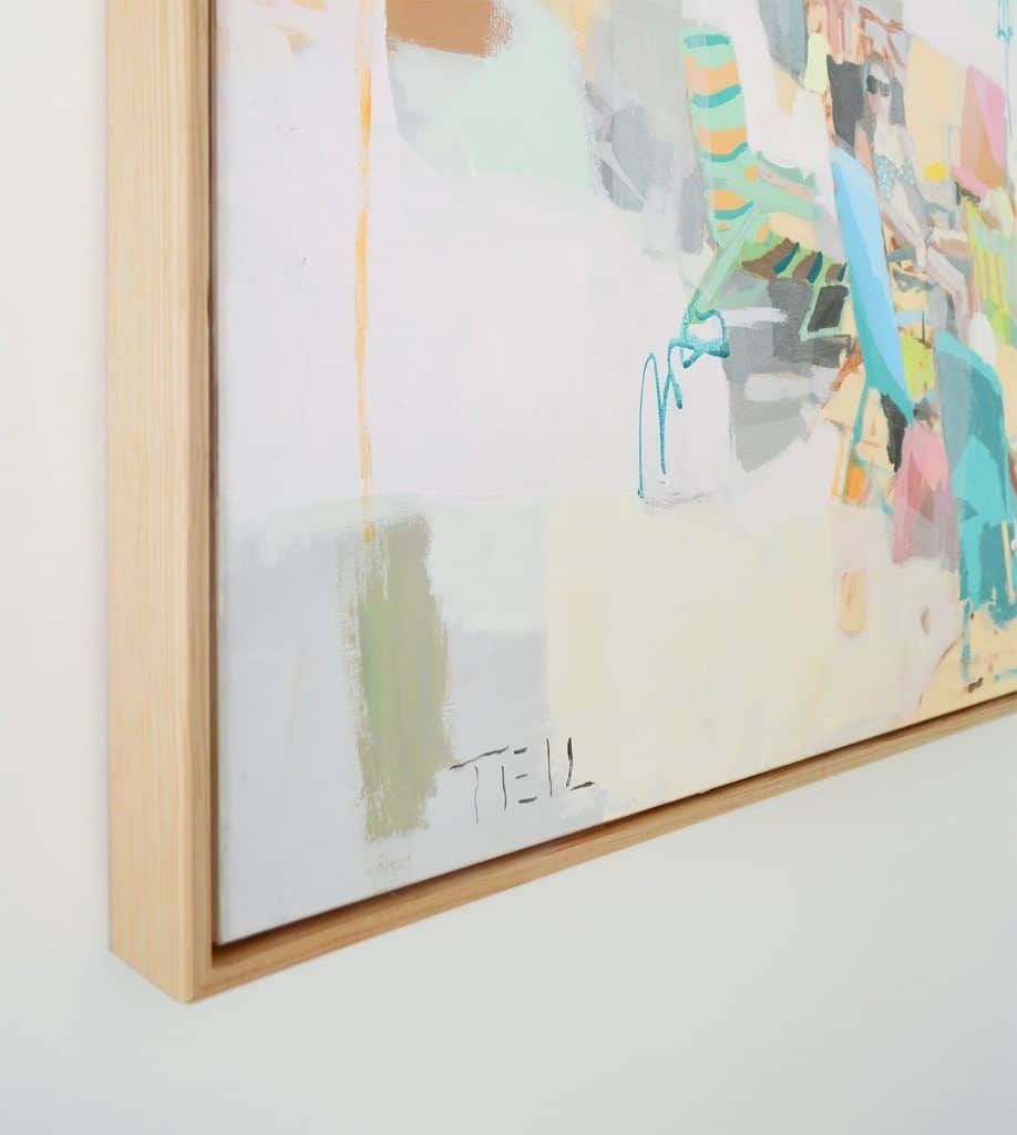 Hands-on Pine Float Frame Around Painted Canvas Artwork