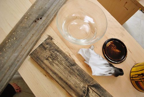 watering down stain and applying to a damp board in order to create a lighter stain effect