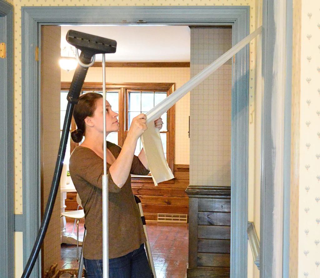Sherry Removing Wallpaper Panel In Foyer