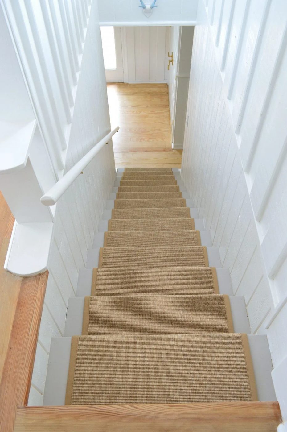 Straight Down View Of Wrapped up Sisal Stair Runner From Above