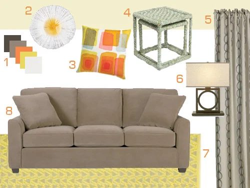 A Neutral Living Room Alongside Citrus Accents