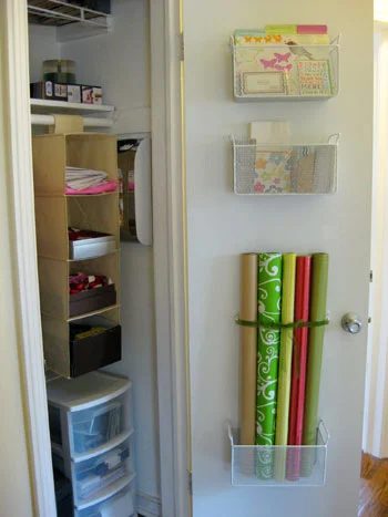 Hands-on Wrapping Paper Storage On The Back Of A Door