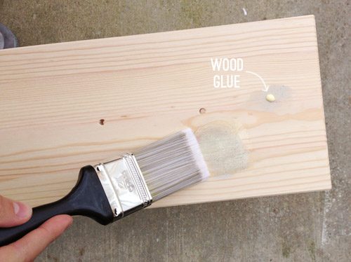 Applying Wood Glue Over Wood Putty To Cover Knot