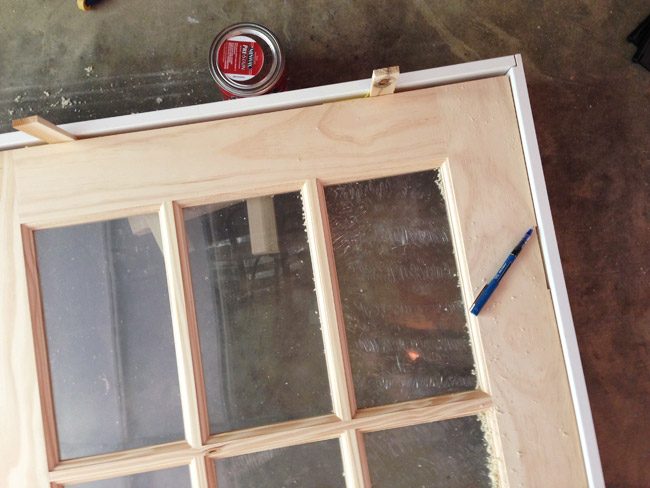 Dry Fitting Hands-on Jamb Kit Around Glass Paneled Door Using Shims As Spacers