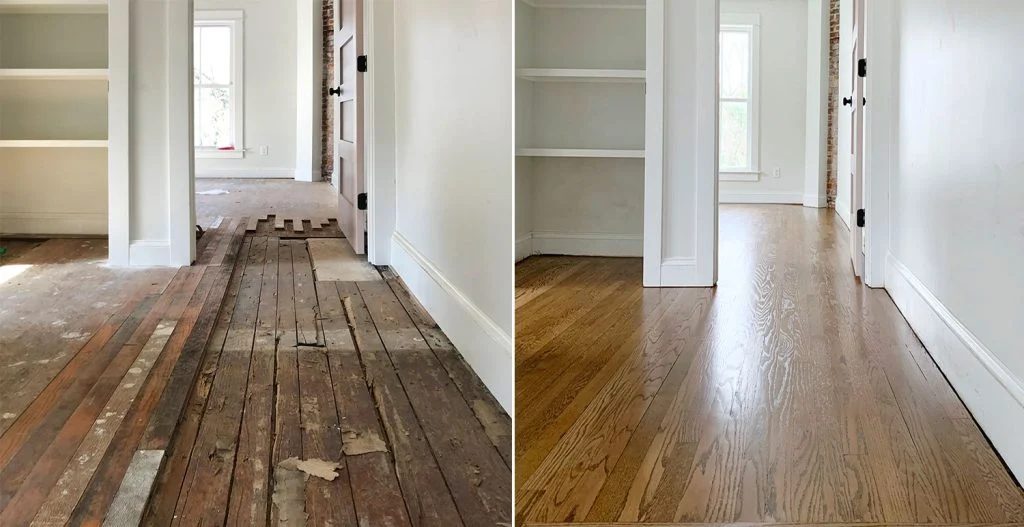 Before After Photos Of Patched And Refinished Hardwood Floors