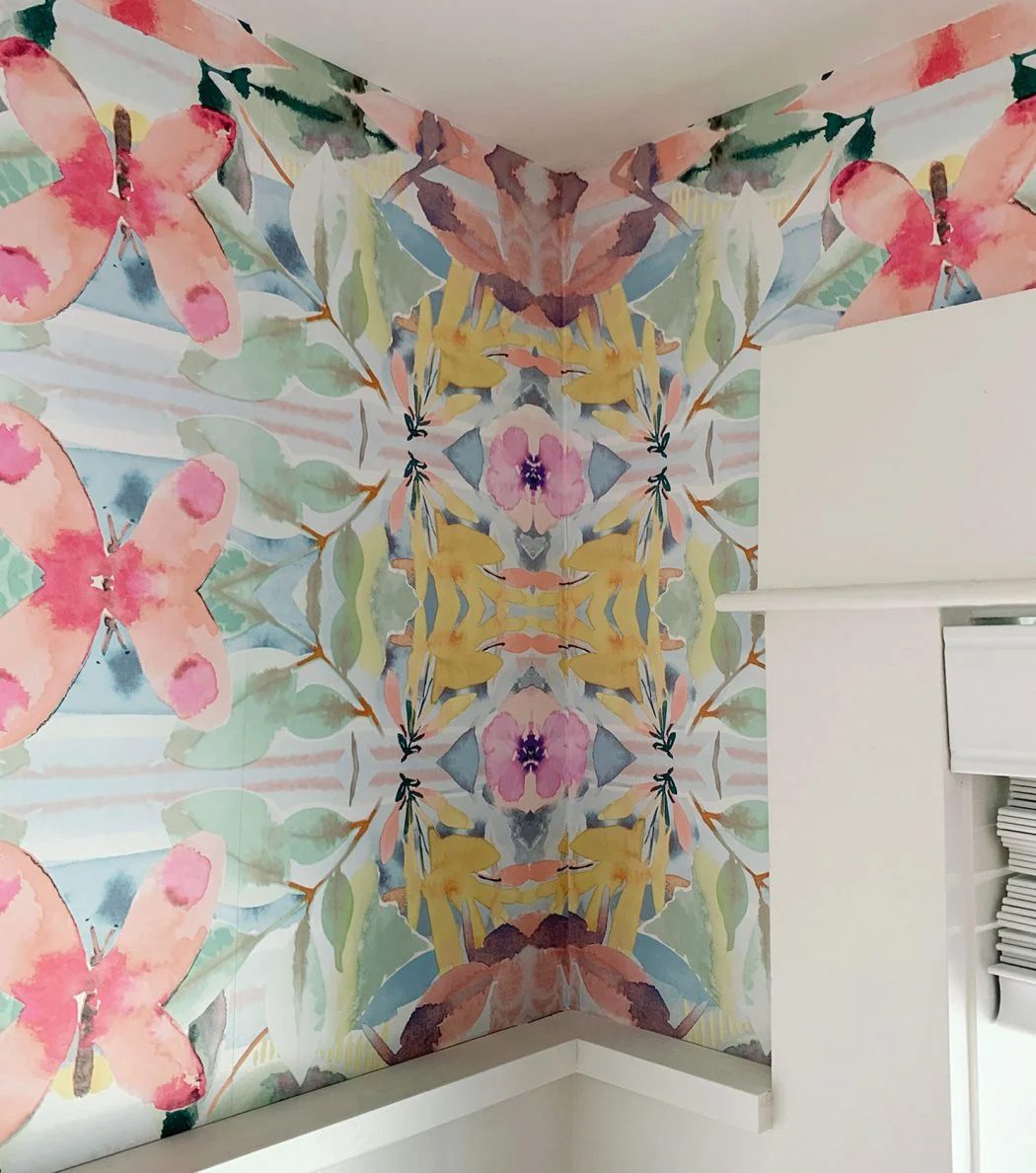 Hands-on Peel And Stick Wallpaper Installed In Corner Of Room With Crooked Corners