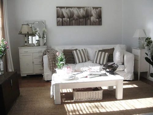 A White On White Room Color Palette Meant for A Cottage Vibe