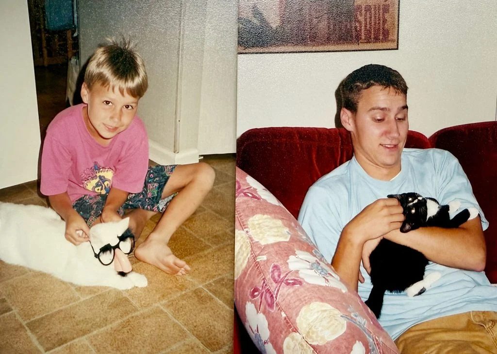Old Photos of John With Family Cats