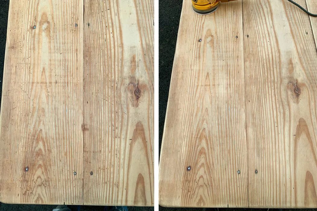 Fully Sanded Wood Dining Table With Old Finish Took out To Raw Wood