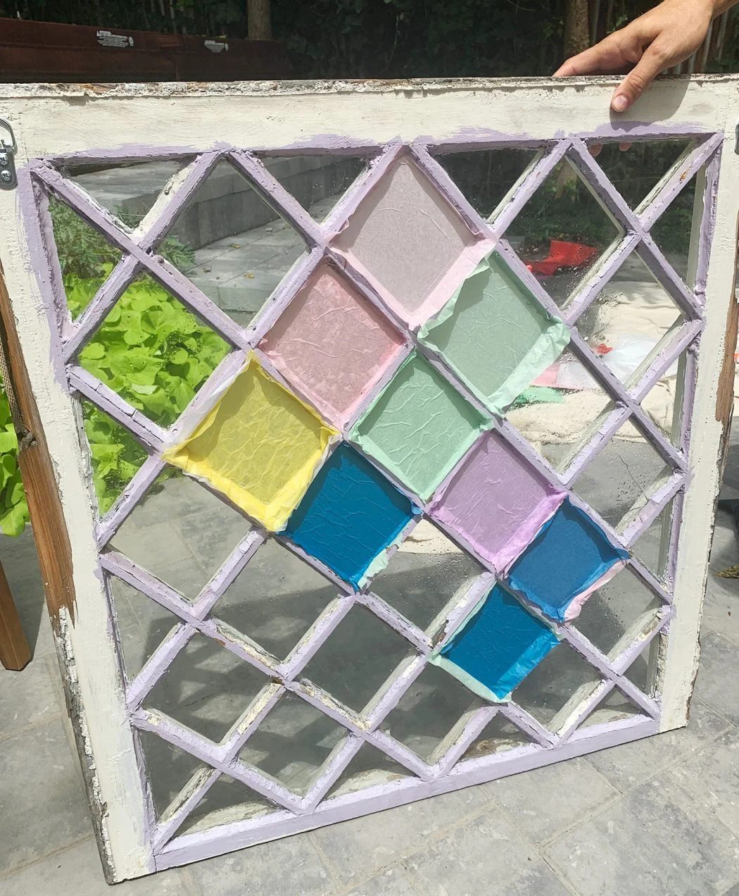 Back Of Hands-on Stained Glass Window With Crazy Bold Colors