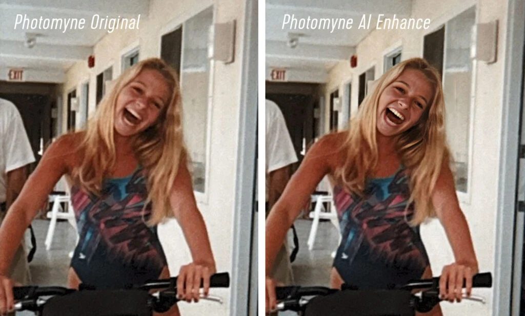 Photomyne App With AI Enhance side by side