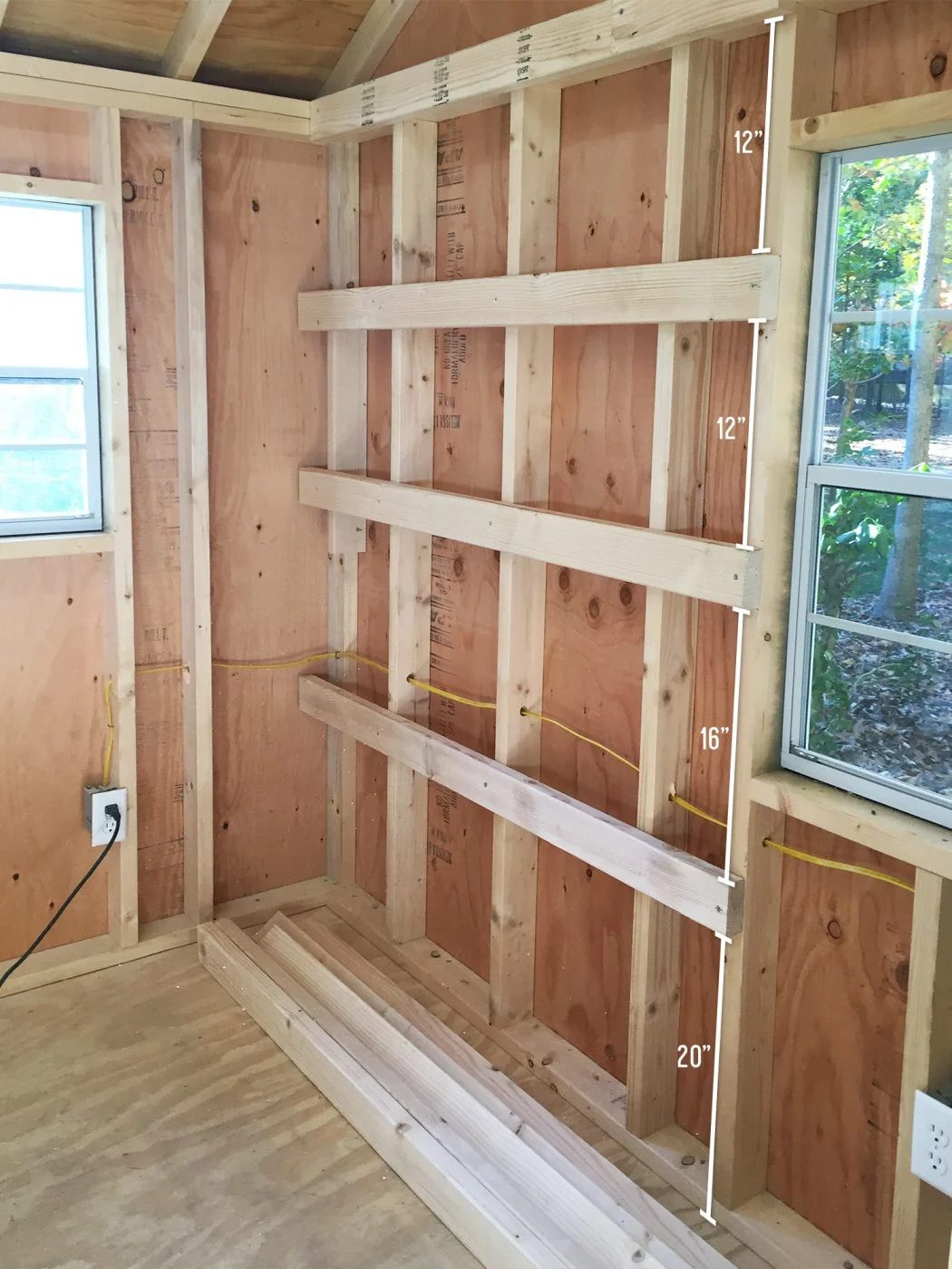 wood shelf supports attached to shed wall for Hands-on garage shelves