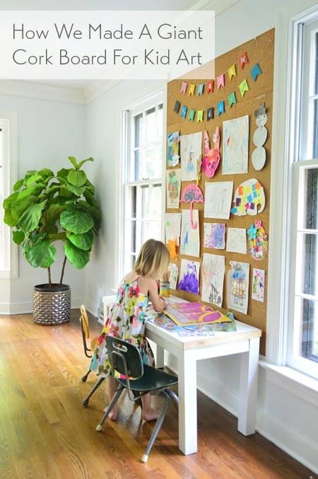 A Hands-on Cork Wall For Kid Art