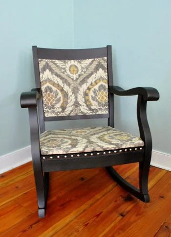 Reupholster A Rocking Chair With Fabric And Nailheads, step by step