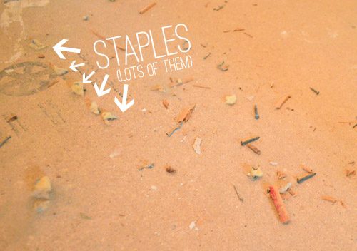 carpet staples in subfloor