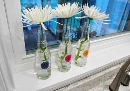 Turning Izze Soda Bottles Into Vases: a house log