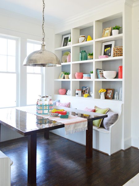 Built In Banquet Table With Built-In Bookcases