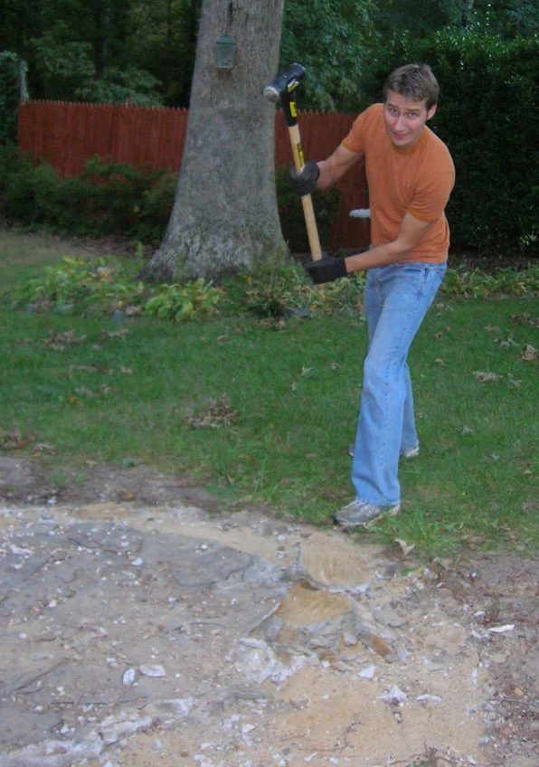 Removing Chair Molding & Demoing Out A Slate Path: a house log