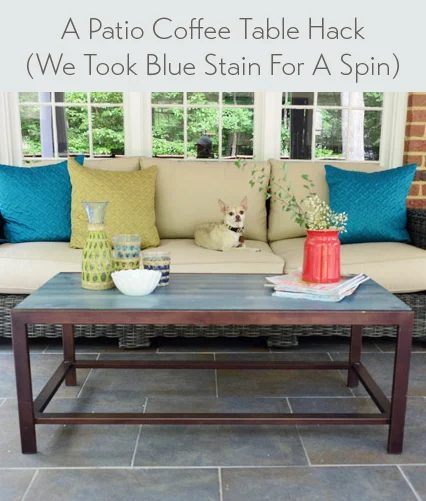 Hacking A Thrift Store Coffee Table Alongside Blue Stain