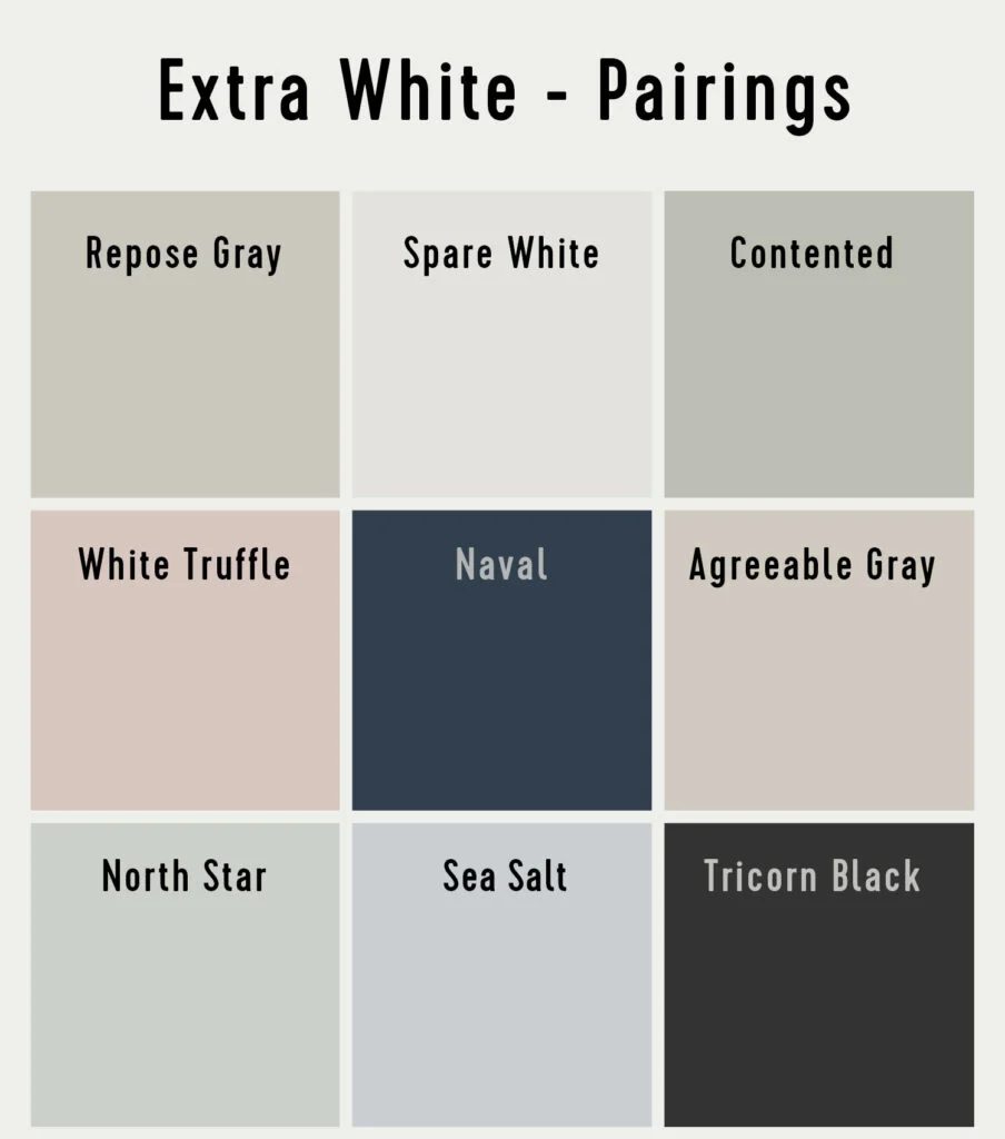 Paint Color Pairings for SW Extra White