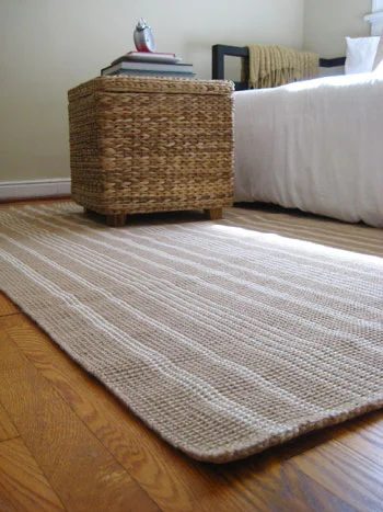A Budget-Friendly Jute Striped Rug: a house log