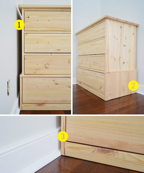 Places where an Ikea Fjell Dresser does not sit flush against a wall