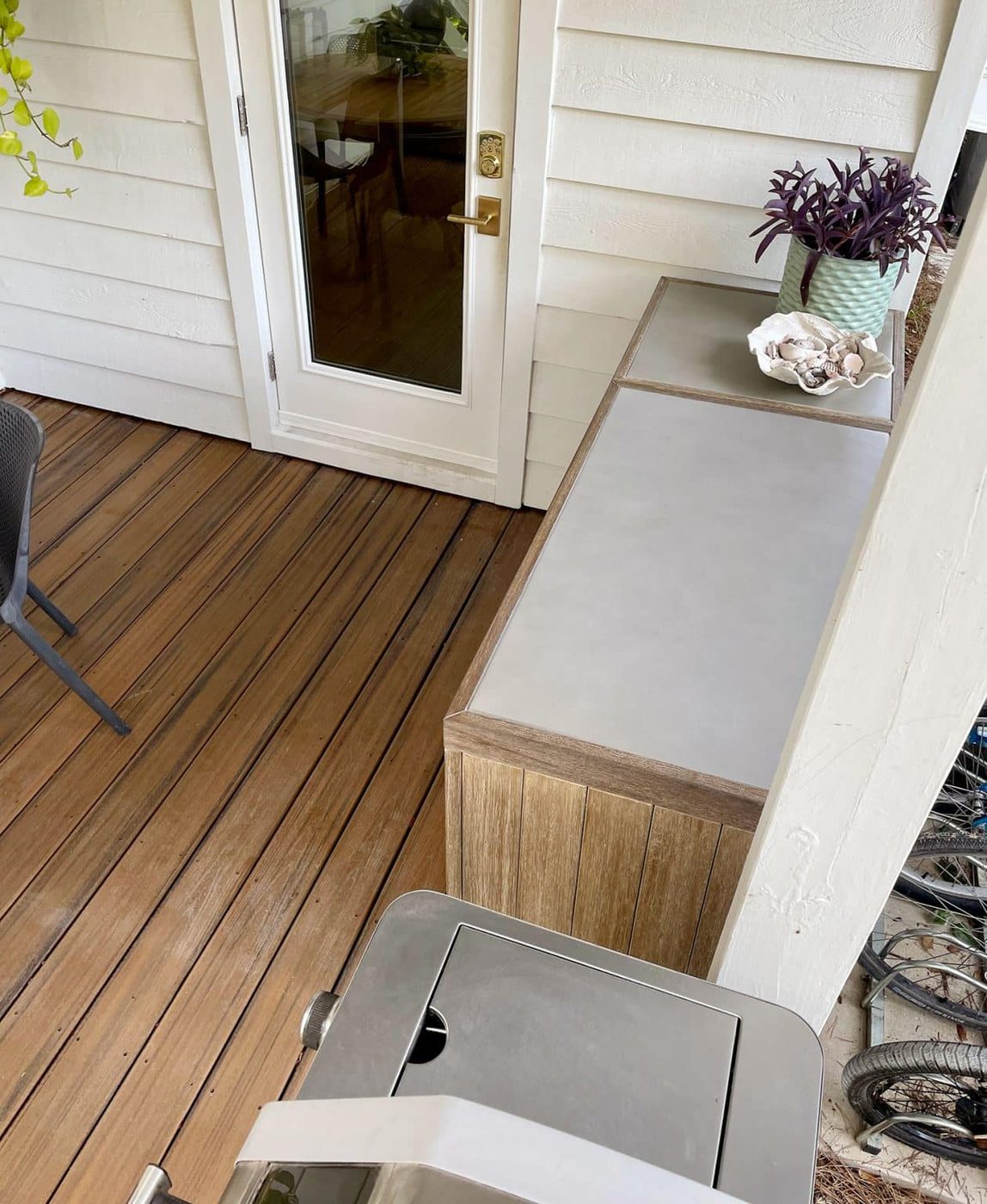 Overhead View Of West Elm Portside Outdoor Cabinet With Extra Counter Workspace