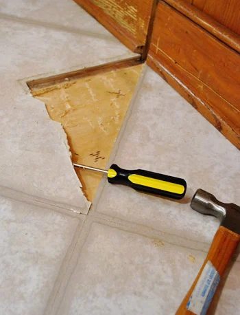Removing Cabinets & Patching A Vinyl Floor Tile: a house log