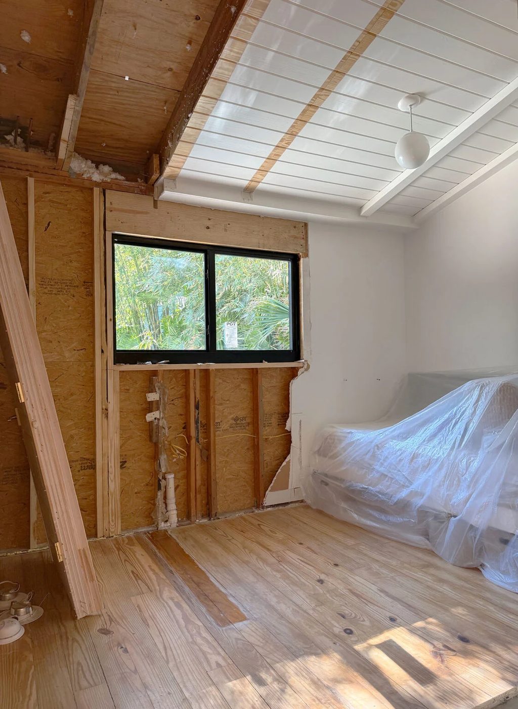 View of Sons Room With Wider Wall During Renovation