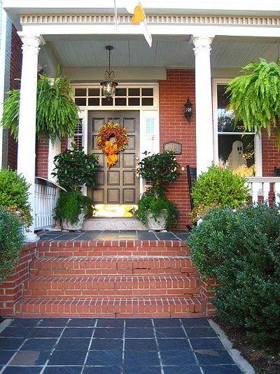 Historic Front Porches Decorated Meant for Halloween
