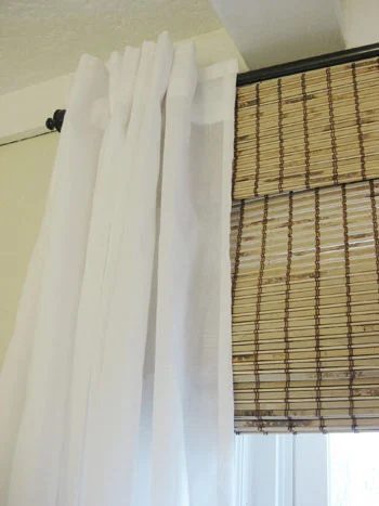 Hang Bamboo Blinds With White Curtains, step by step
