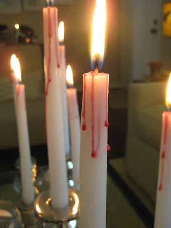 Make Bloody Halloween Candles, step by step