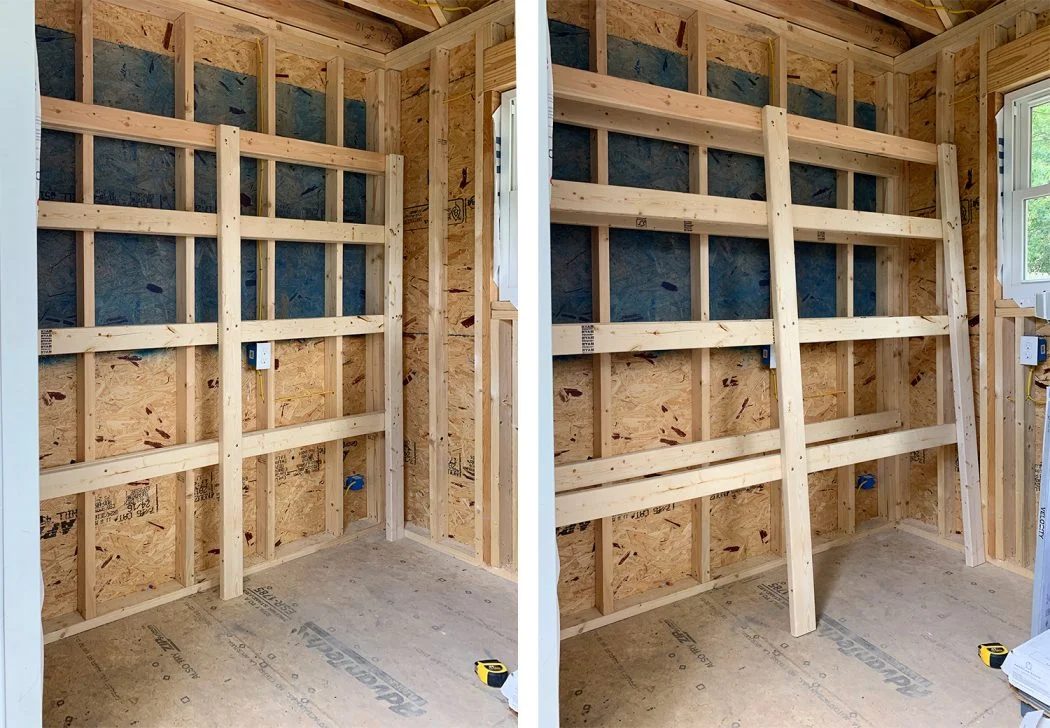 heavy duty Hands-on wood shelves with front panel piece pulled off