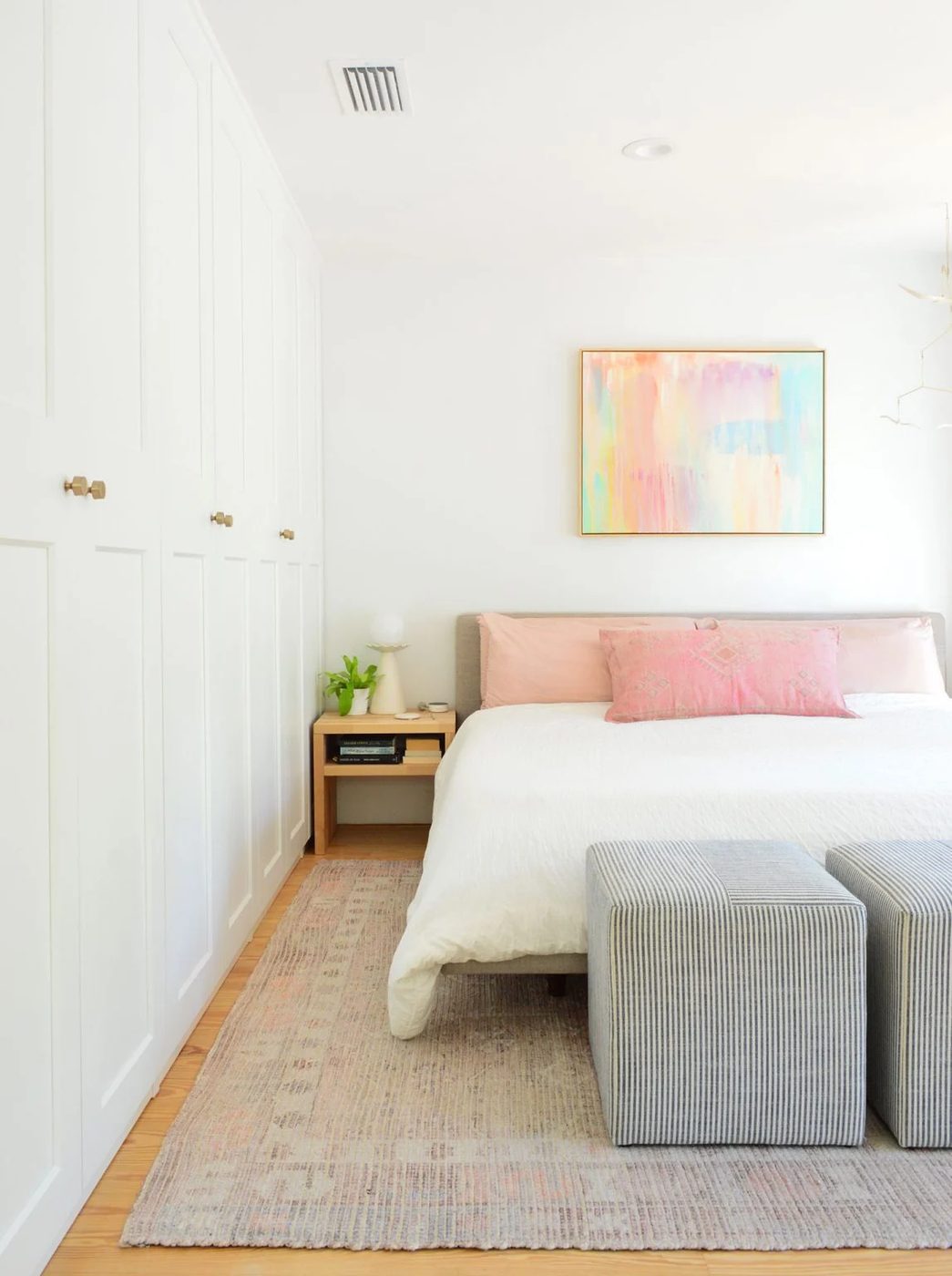 Bedroom With Wall Of Ikea Pax Wardrobe Along Side
