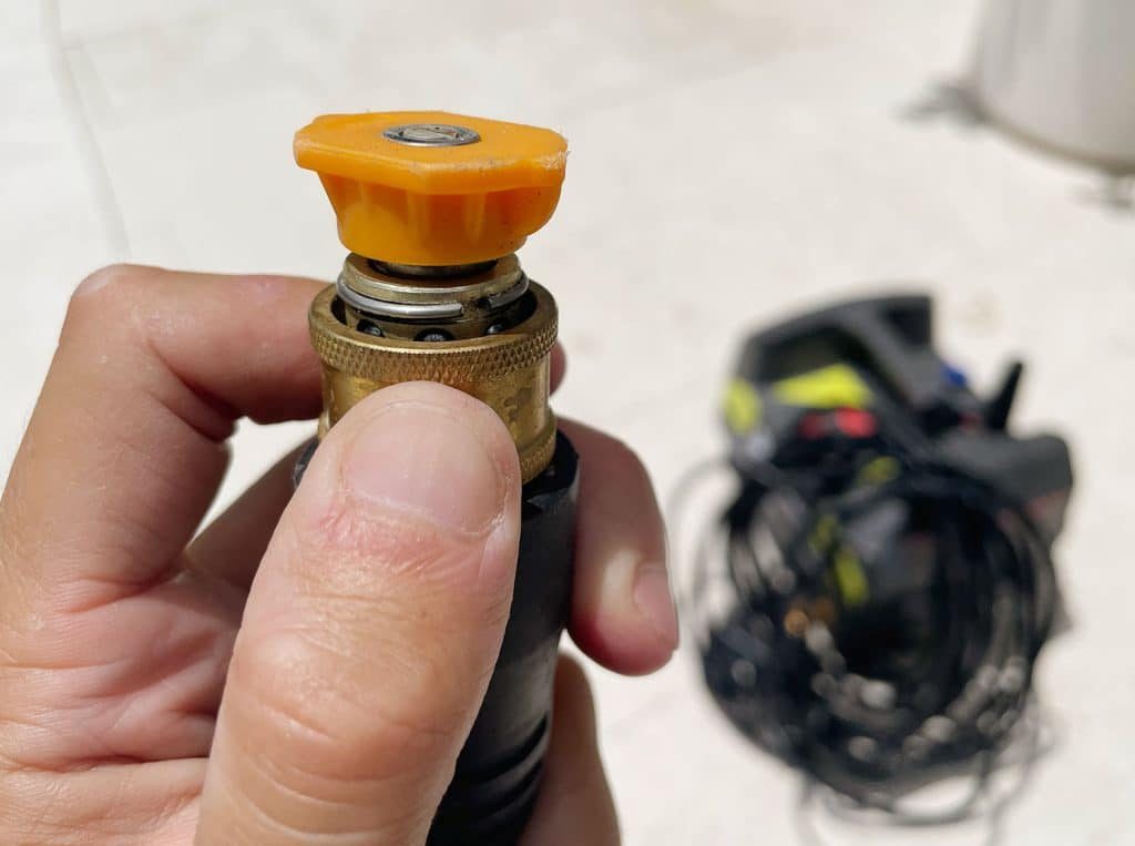 Changing spray nozzle pointer on Ryobi electric pressure washer