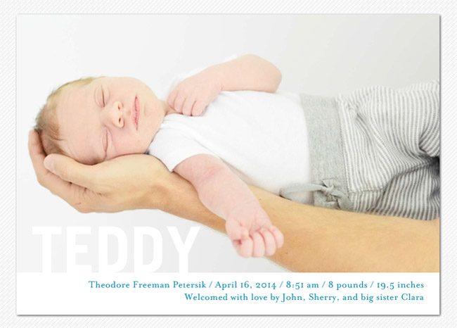 Birth Announcement From Compact Prints With Infant Boy Resting On Dads Arm